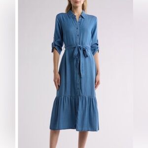 Nanette Lepore Tie Waist Chambray Shirtdress XS
